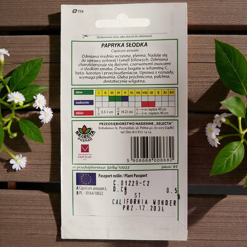 Paprika sladká California Wonder – semienka Capsicum annuum 0,5g