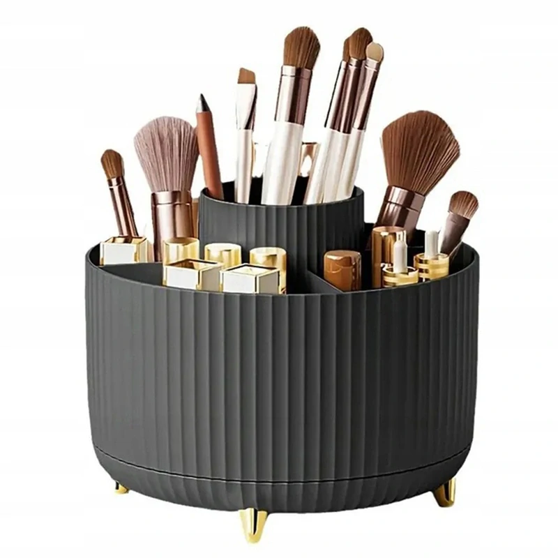 Otočný organizér na kozmetiku a štetce 14 cm čierny