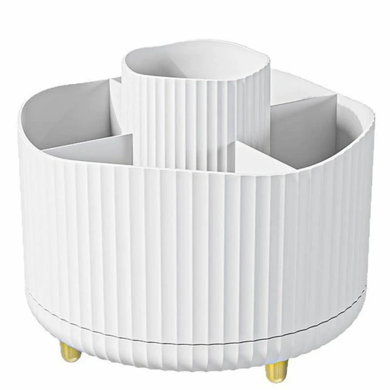 Otočný organizér na kozmetiku a štetce 14 cm biely