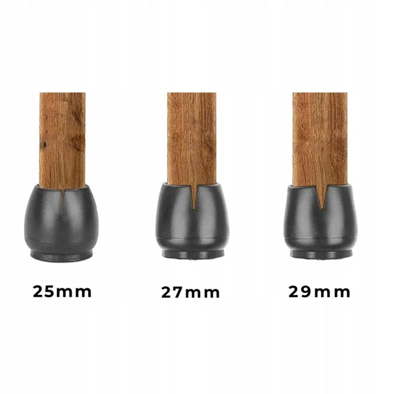 Ochranné silikónové krytky na nohy stoličiek 18–29 mm čierne – sada 16 ks
