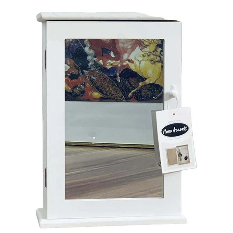 Skrinka na kľúče so zrkadlom – biela, 27,5 × 19 × 7 cm