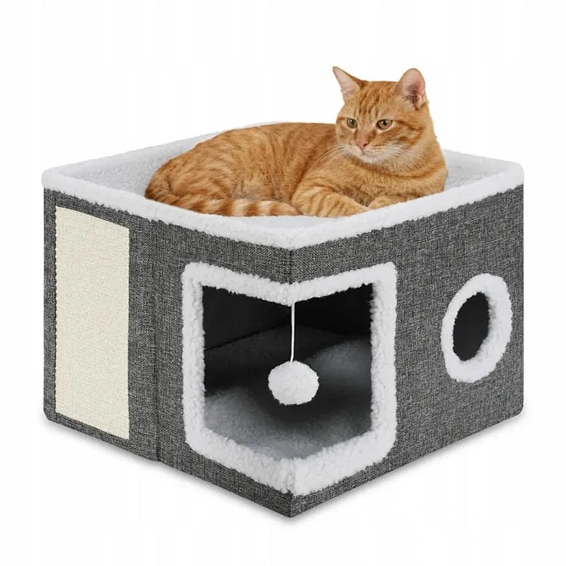 Domček pre mačku 2v1 so škrabadlom a pelechom