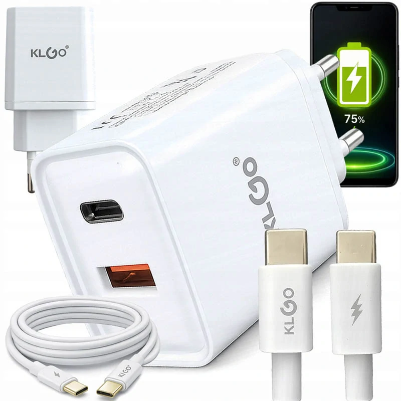 Rýchla sieťová nabíjačka 35W USB-C + USB-A s káblom
