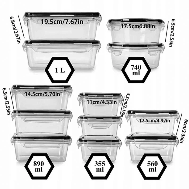 Sada plastových dóz na potraviny 12 ks