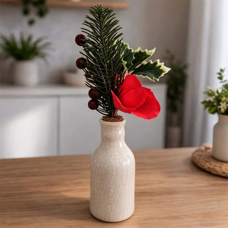 Keramická váza s dekoratívnou kytičkou 26 × 5 cm