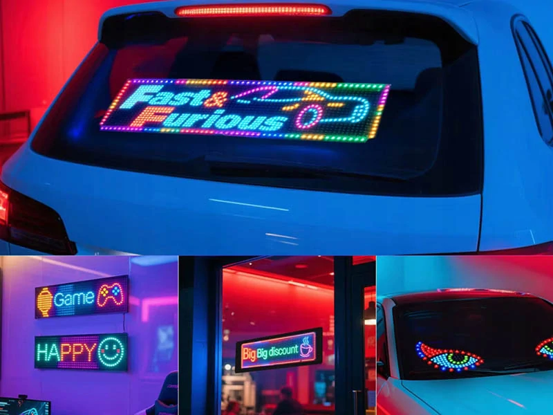LED panel 16×64 programovateľný na sklo auta
