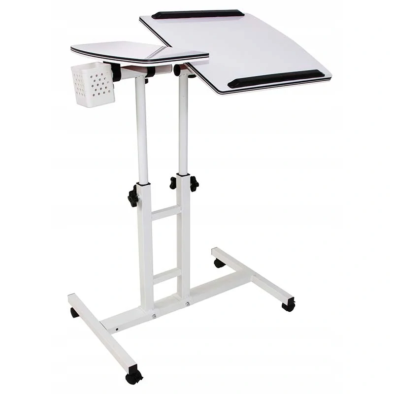 Nastaviteľný stolík na notebook na kolieskach s dvoma pracovnými doskami