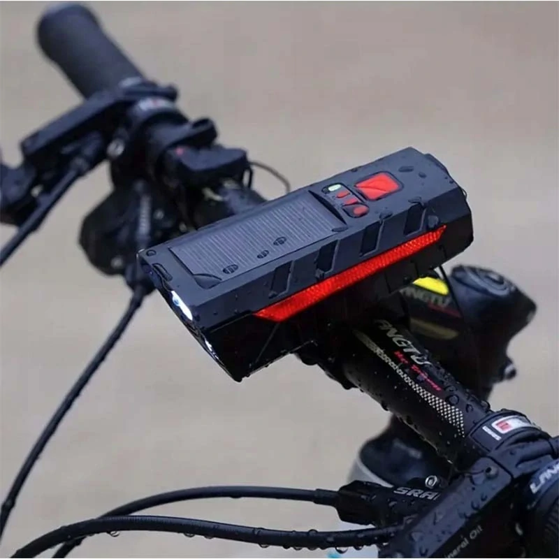 Solárna LED lampa na bicykel so zadným svetlom a klaksónom