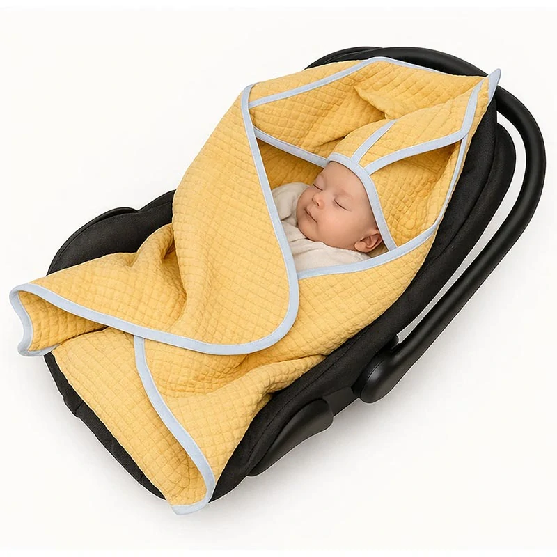 Lulando Bavlnená zavinovačka do autosedačky žltá (jar/leto) 75×75 cm