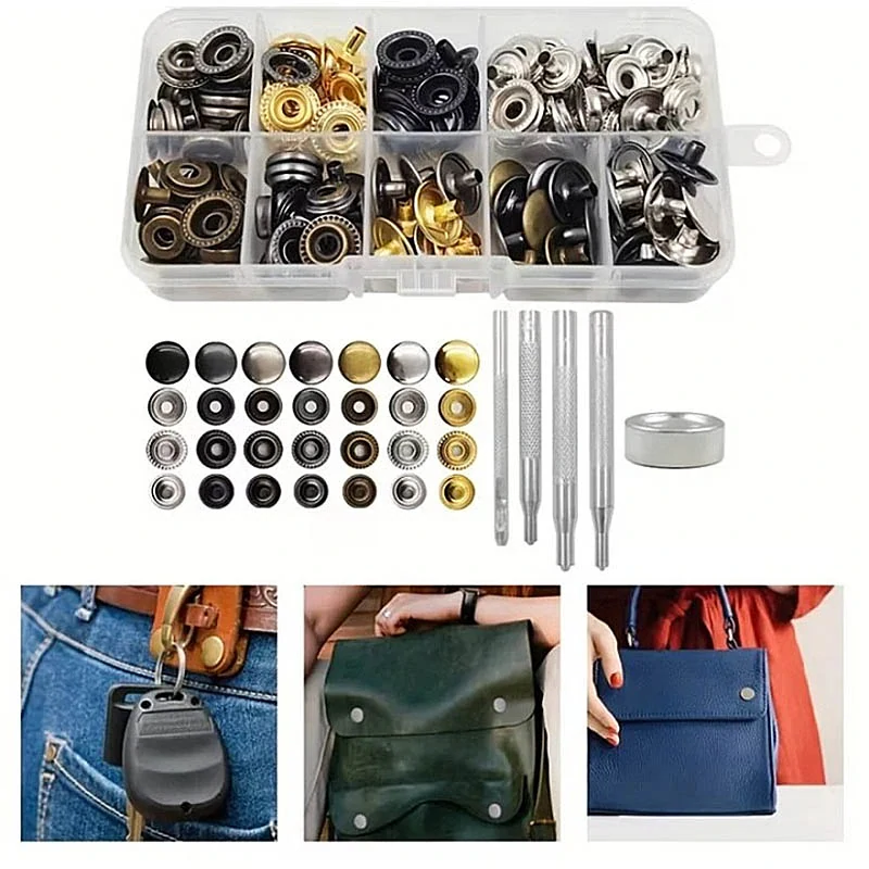 Sada kovových cvokov na oblečenie 90 ks