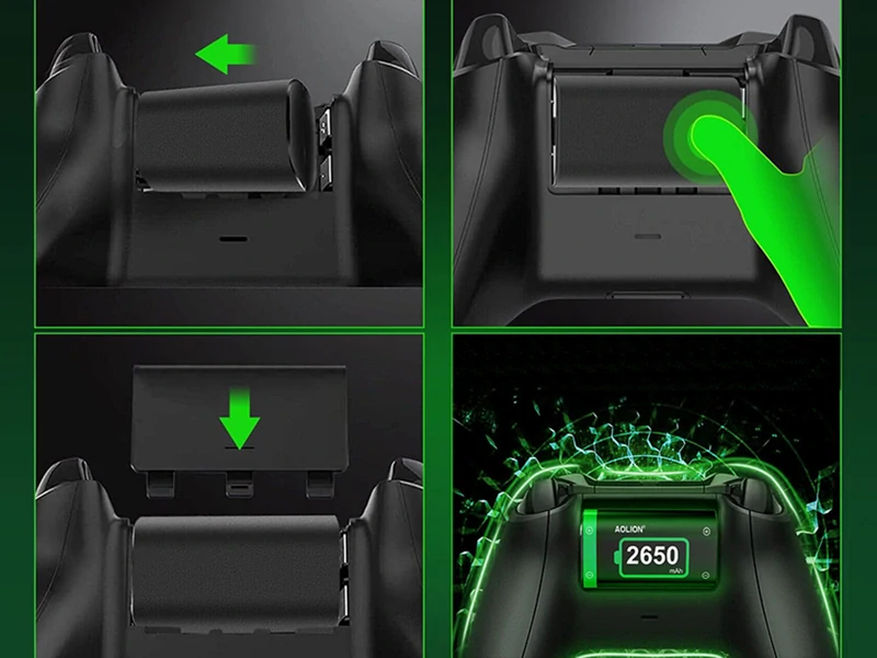 Nabíjačka a nabíjateľné batérie pre Xbox ovládač 2× 2650 mAh