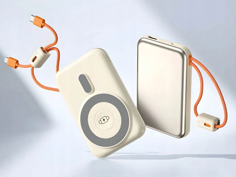 Powerbanka 10000 mAh s bezdrôtovým nabíjaním krémová