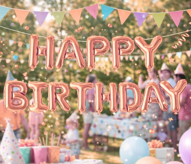 Ružová balónová girlanda HAPPY BIRTHDAY