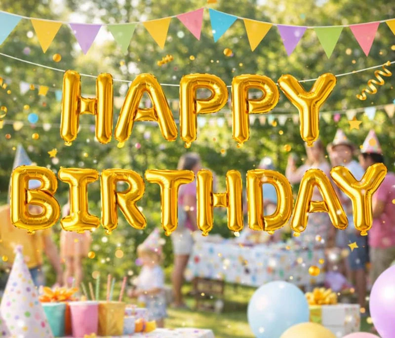 Zlatá balónová girlanda HAPPY BIRTHDAY
