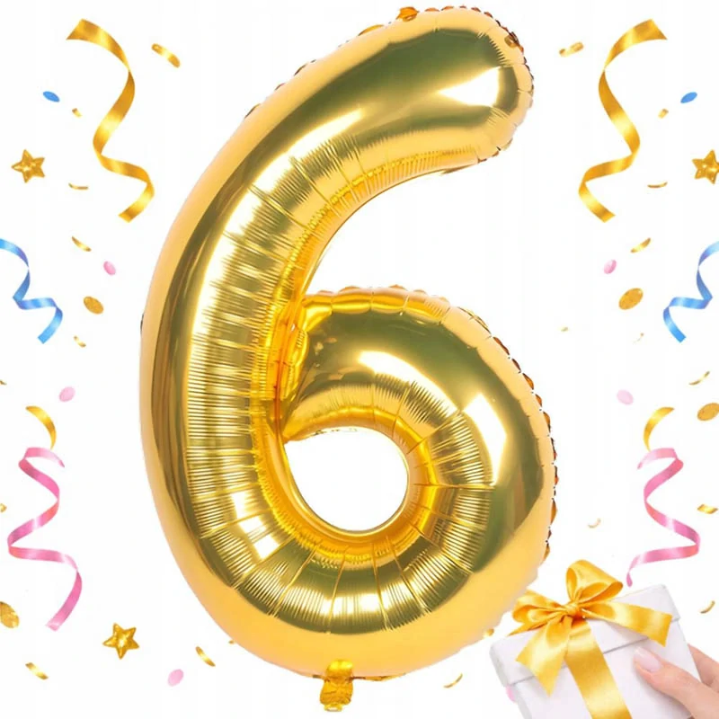 Fóliový balón číslo 6 zlatý 66 cm