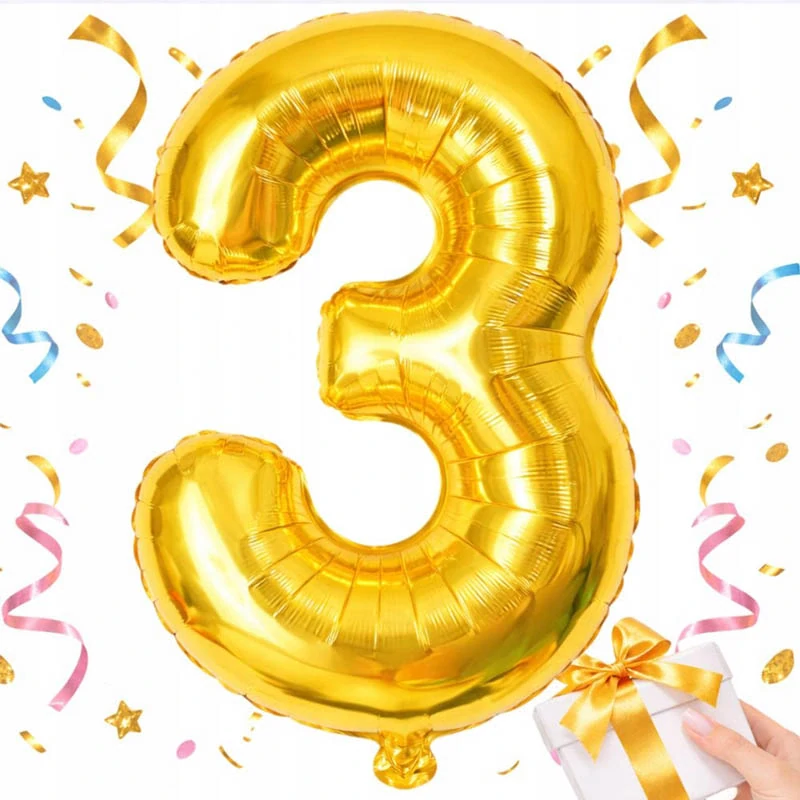 Fóliový balón číslo 3 zlatý 66 cm