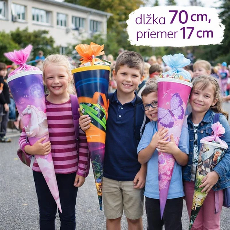 Darčekový kornút Schultüte s farebnými motívmi 14ks