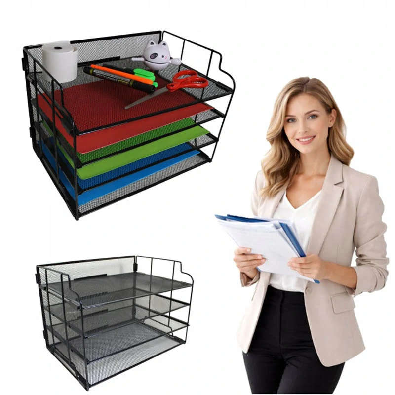 Organizér na dokumenty A4 so 4 priehradkami kovový