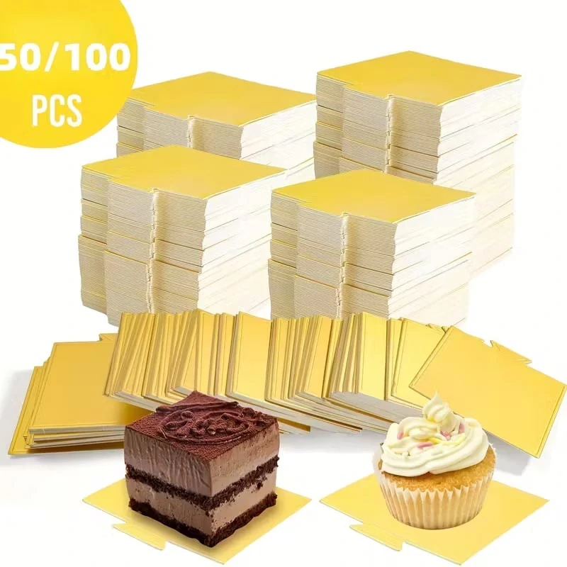 Štvorcový jednodielny podstavec 9 × 9 cm, zlatý 100 ks