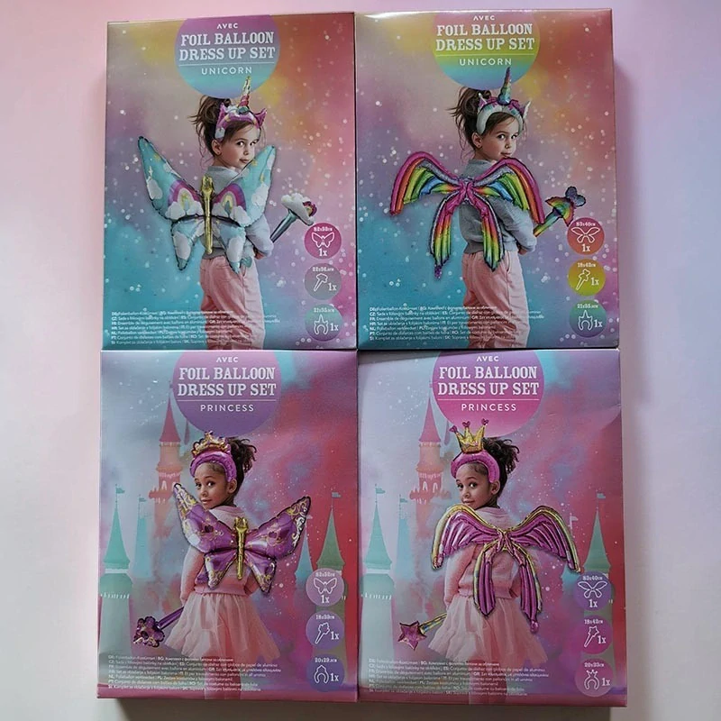 Sada kostýmu z fóliového balóna s krídlami, diadémom a palicou