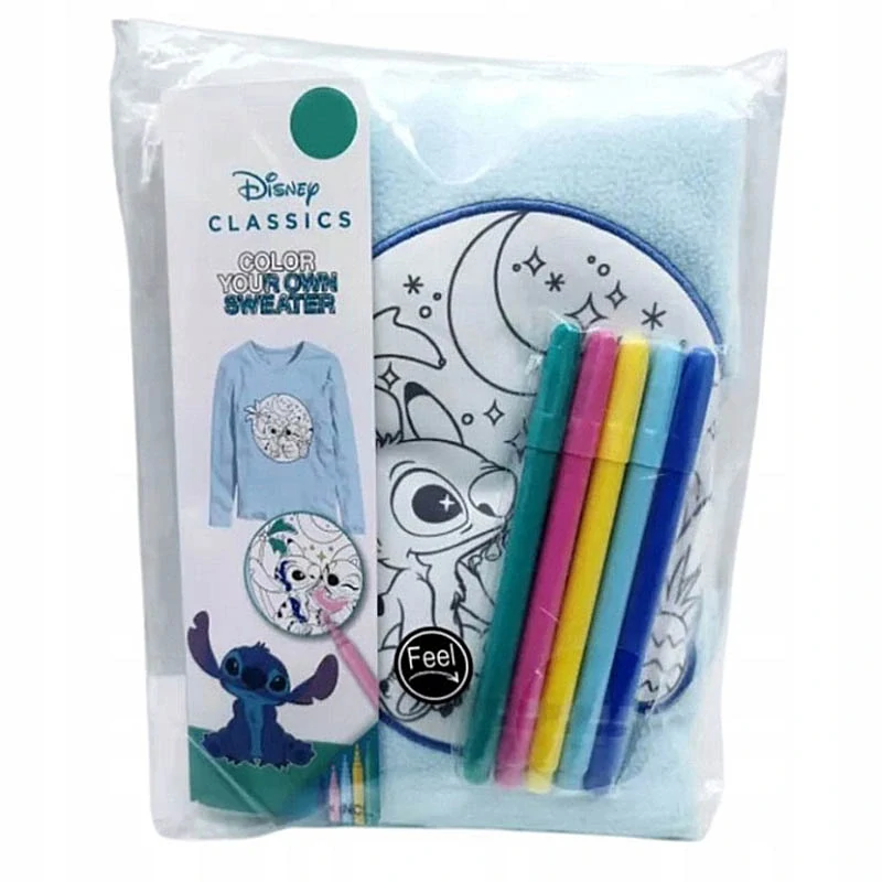Detská mikina na vyfarbenie Stitch s fixkami