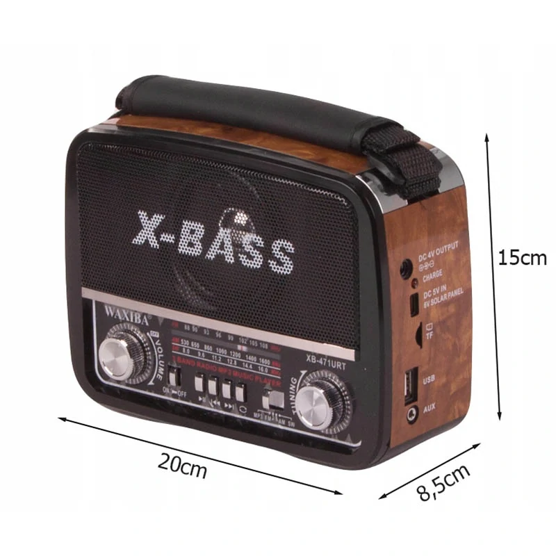 Prenosné retro rádio s MP3 prehrávačom X-BASS hnedé