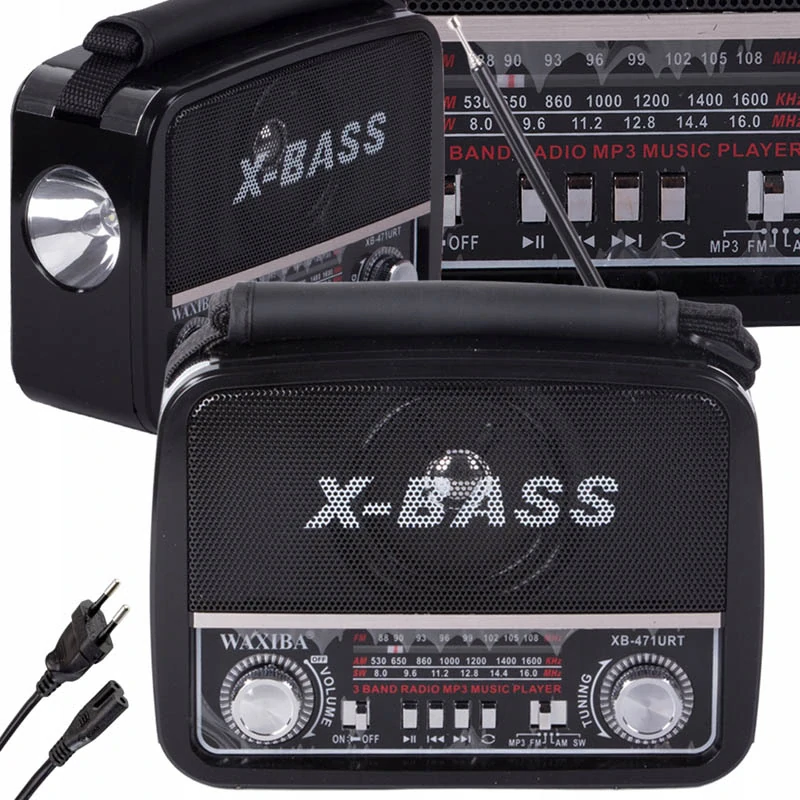 Prenosné retro rádio s MP3 prehrávačom X-BASS čierne