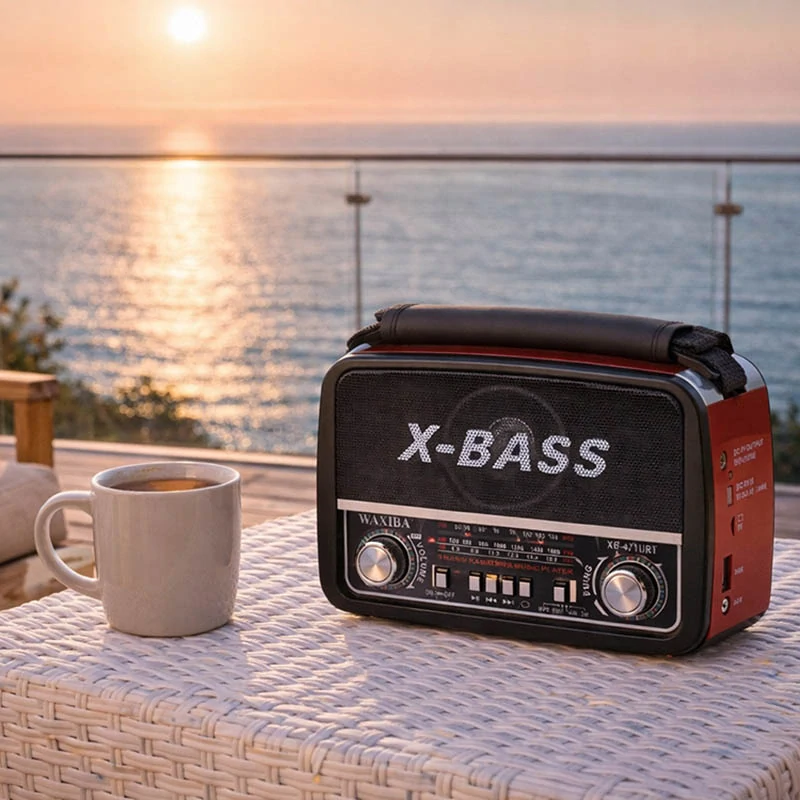 Prenosné retro rádio s MP3 prehrávačom X-BASS červené