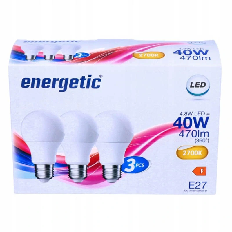 LED žiarovky Energetic E27 3 ks 470 lm teplá biela