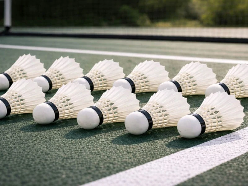 Bedmintonové košíky pierkové biele – 12 ks