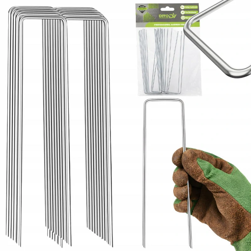 Kovové kolíky na agrotextíliu 15 cm – 10 ks
