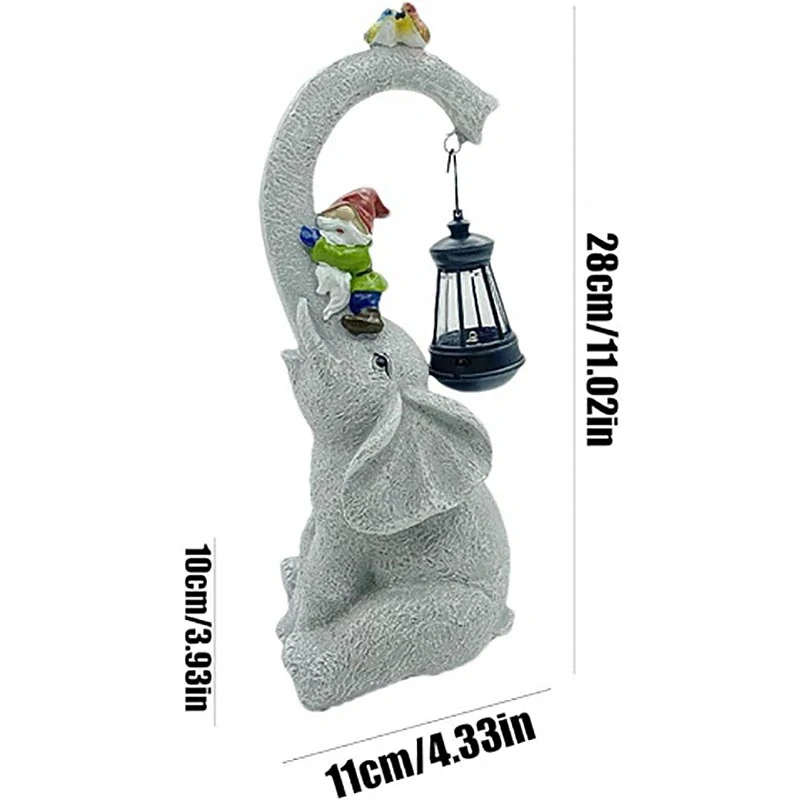 Solárna záhradná lampa Slon s lampášom