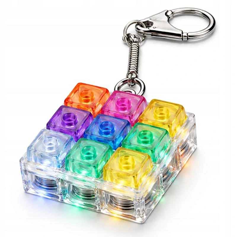 LED antistresový kliker s prepínačmi – fidget kľúčenka RGB