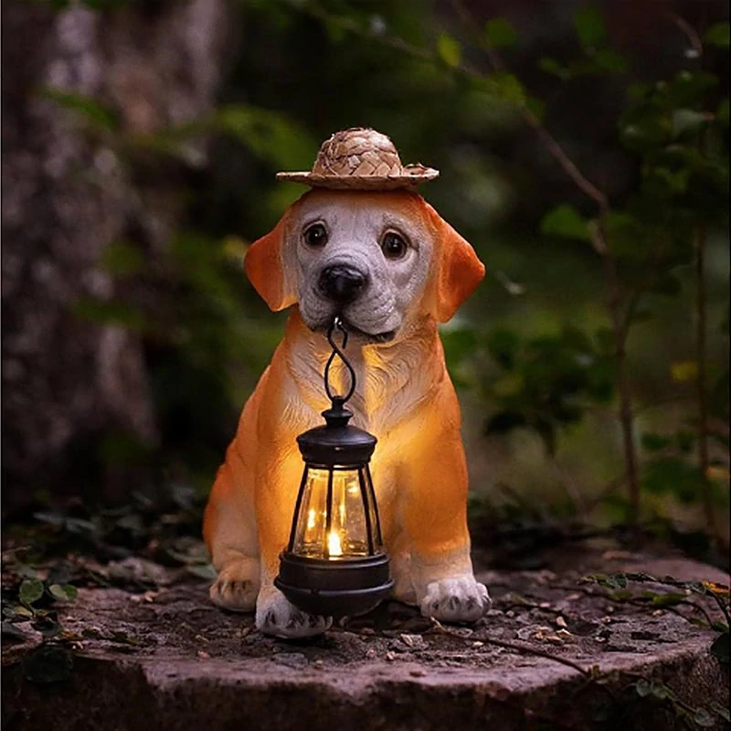 Solárny lampáš Labrador s klobúkom