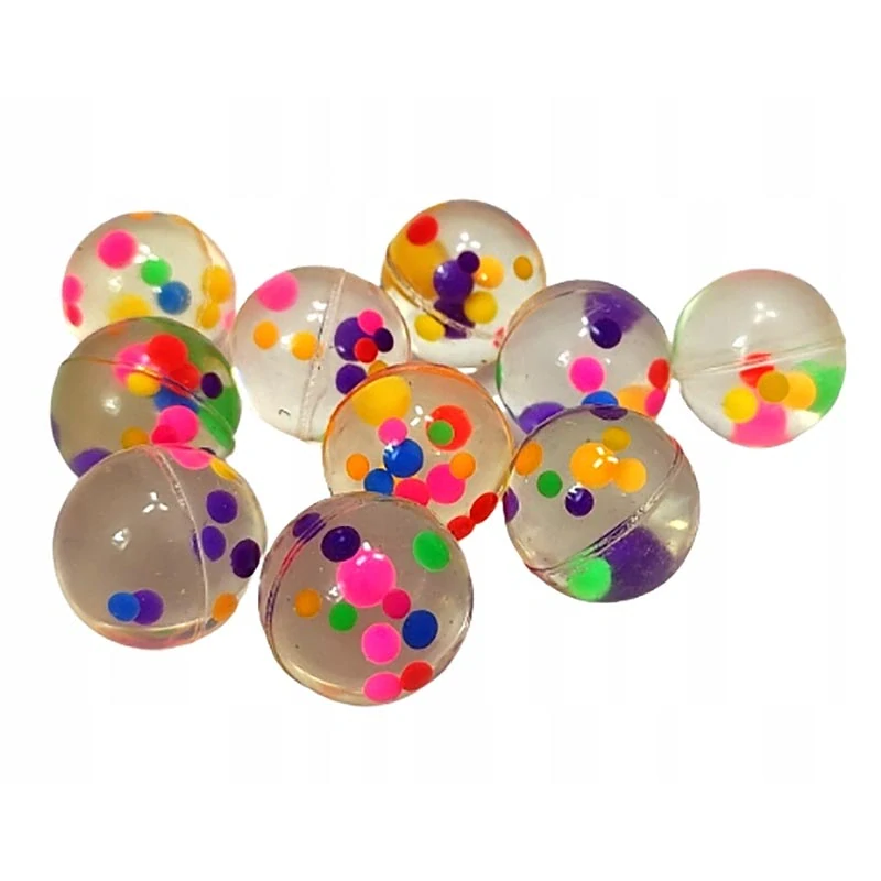 Kaučukové skákacie loptičky s farebnými guličkami – sada 10 ks