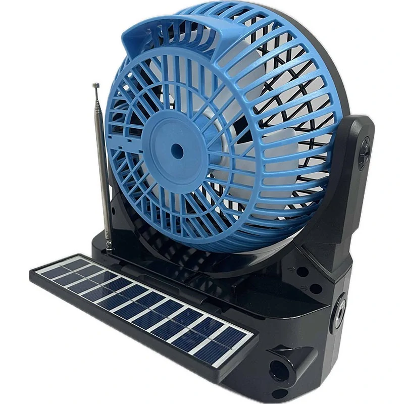 Multifunkčné rádio s ventilátorom a solárnym panelom