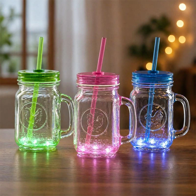 LED pohár so slamkou 450 ml