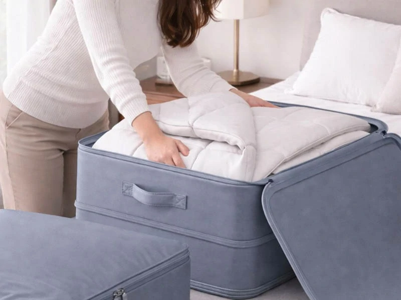 Úložná taška na oblečenie a posteľnú bielizeň 70L sivá