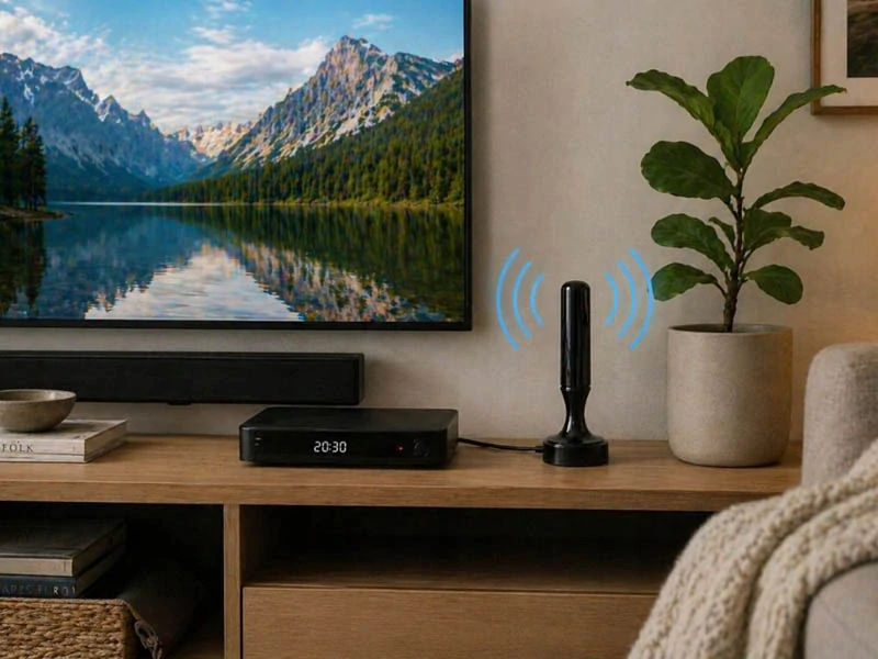 Anténa na DVB-T2 s zosilňovačom a magnetickou základňou