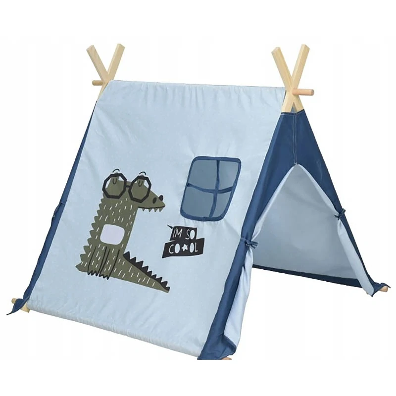 Detský stan teepee s okienkom a dreveným rámom 116 × 106 × 104 cm