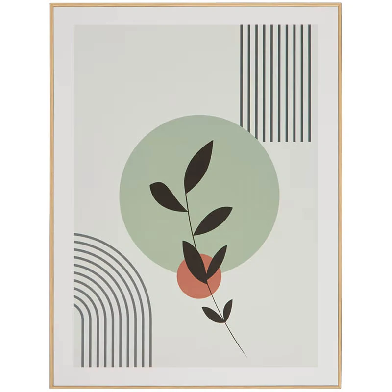 Abstraktný obraz v ráme s botanickým motívom 38 × 50 cm