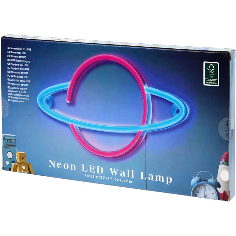 Neonová LED lampa na stenu Planéta Saturn