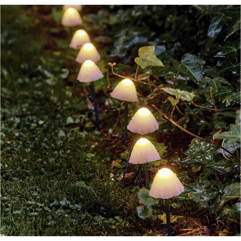 Záhradné LED lampy v tvare húb