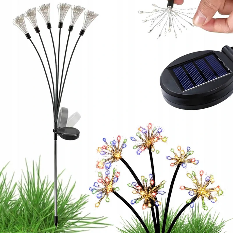 Solárna záhradná LED lampa s efektom ohňostroja – 2 ks