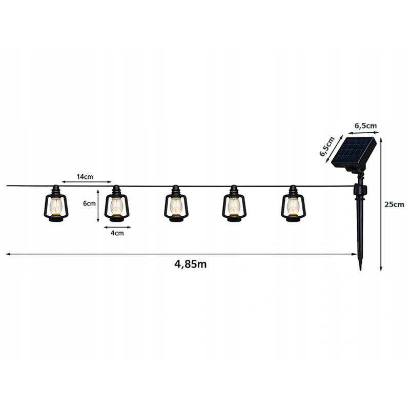 Solárna LED girlanda s 20 lampiónmi 4,85 m