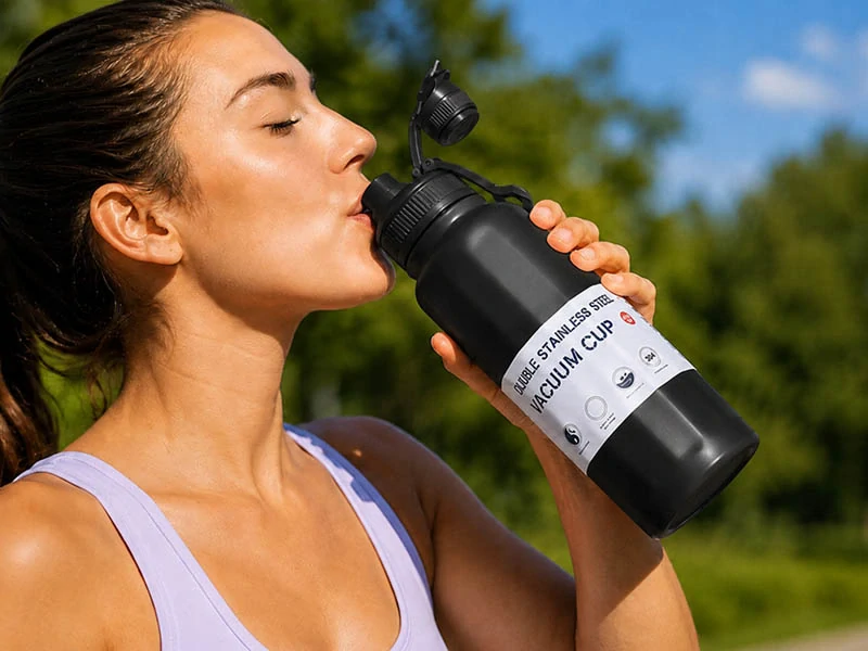 Nerezová termoska s náustkom 700 ml čierna