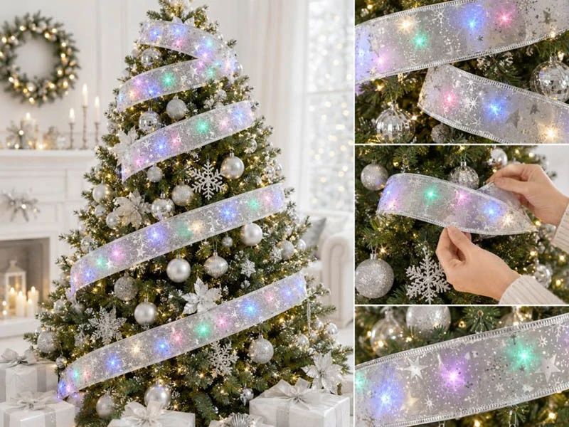 Vianočná LED stuha na stromček 4 m biela