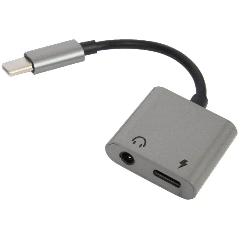USB-C rozbočovač 2 v 1 pre nabíjanie a počúvanie hudby