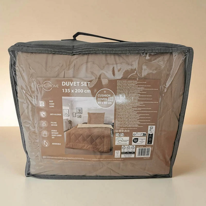 Prehoz na posteľ 135 × 200 cm s obliečkou na vankúš 80 × 80 cm – sivý