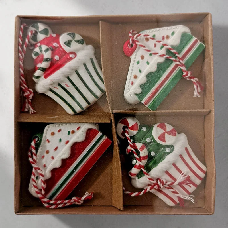 Vianočné ozdoby na stromček – koláčiky a muffiny, sada 4 ks